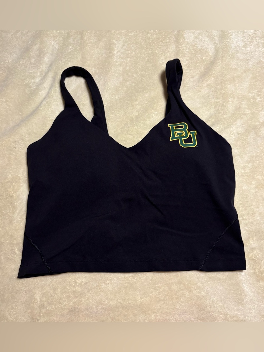 lululemon athletica Black Sports Bra with Green & Yellow BU Logo